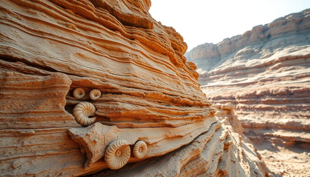 fossils in rock layers