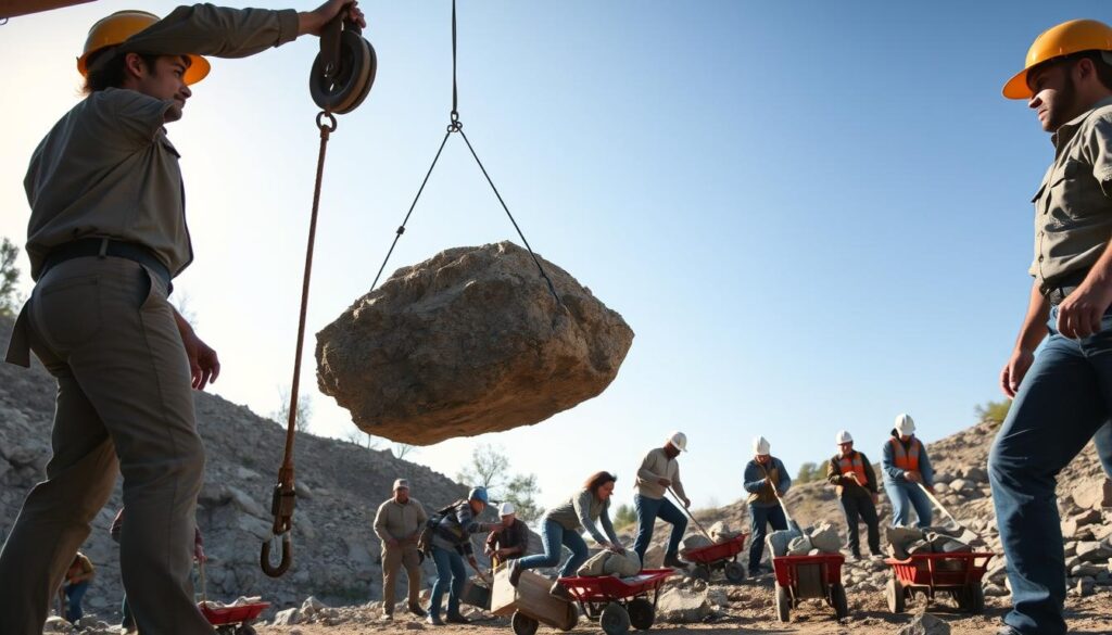 transporting heavy rocks
