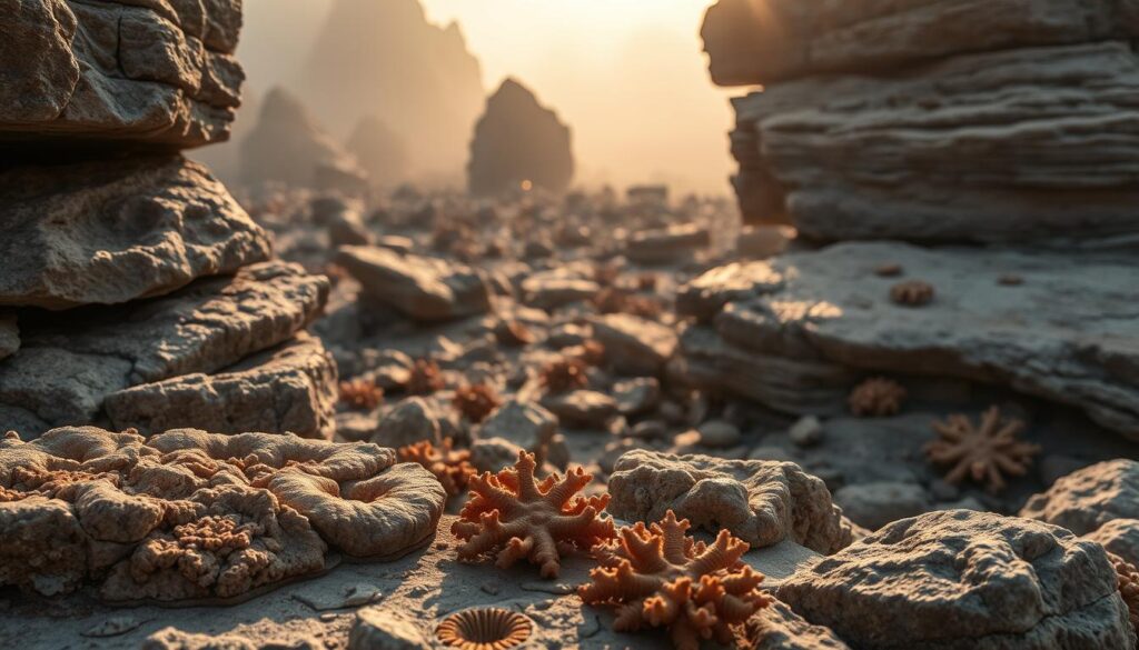 Devonian coral reef fossils