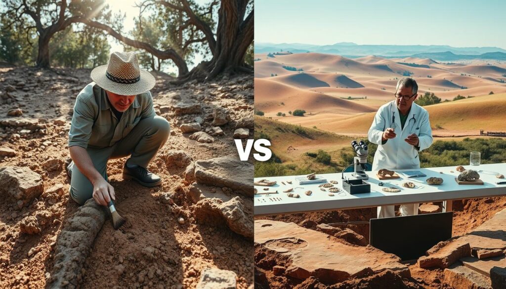difference between fossil hunting and paleontology