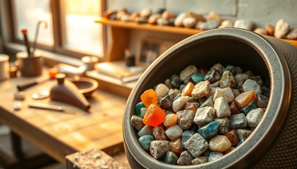 loading rock tumbler barrel