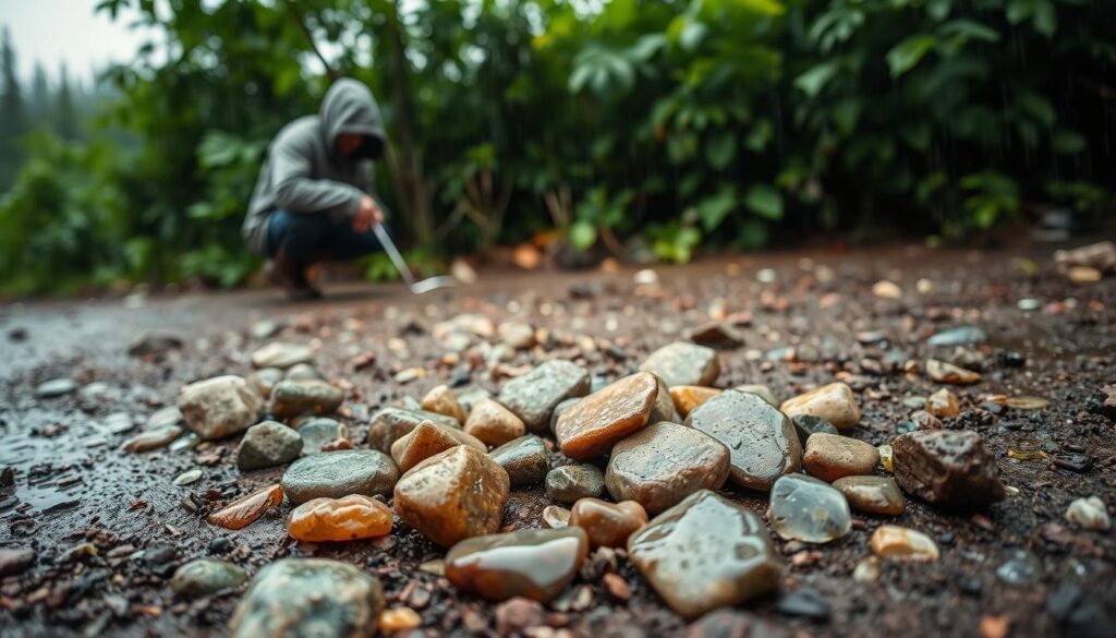 rock hunting after rain